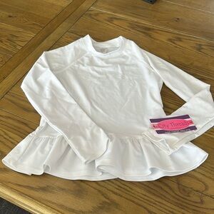 City threads girls UPf 50 white  long sleeve ruffle top size 10